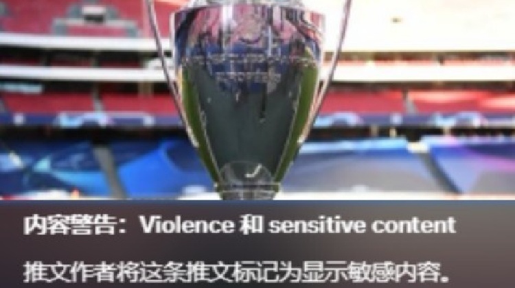 曼城官宣哈兰德推文下，网友晒的欧冠奖杯图被曼城标记为敏感内容