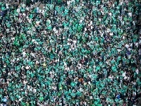 绿色海洋！不莱梅球迷前往球场，球队距重返德甲仅差一分